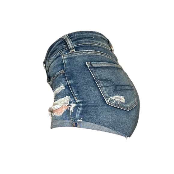 American Eagle Ne(x)t Level Stretch High-Rise Shortie Distressed Denim Shorts - Picture 4 of 4